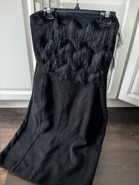Brand New Banana Republic Black Fringe Boho Dress Size 0 Strapless W Stretch